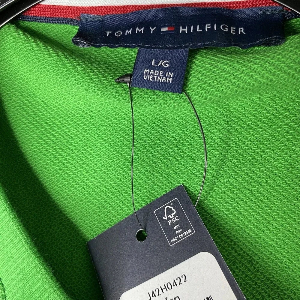 Tommy Hilfiger Men's Large Vibrant‎ Green Crewneck Sweatshirt Embroidered Logo